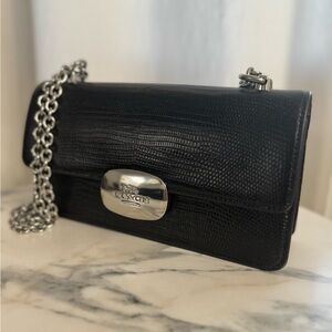 Coach Black Leather Chain Bag